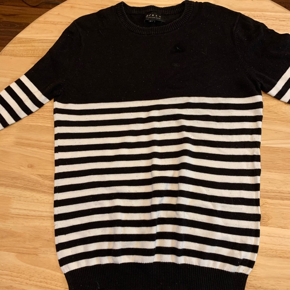 Mens Medium Black Striped Sweatshirt, Forever 21